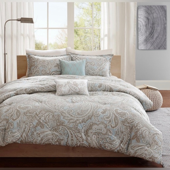 5pc Madison Park Dermot Cotton Comforter Set Sz King, Blue - Picture 2 of 2